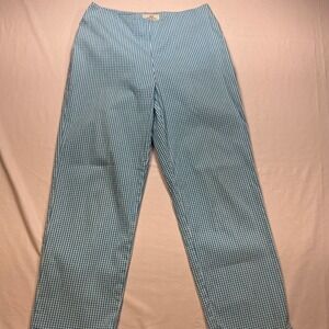 Brooks‎ Brothers 346 Stretch Pants Gingham Check Blue White Womens Size S
